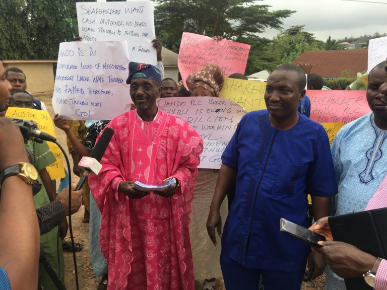 Oando shareholders protest in Ibadan, demand Wale Tinubu’s Sack