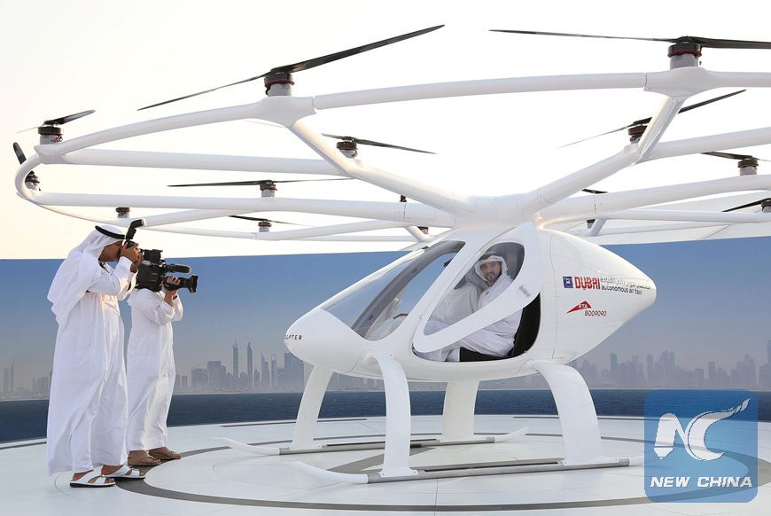 Self-flying taxi debuts in Dubai