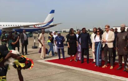 Prince Harry And Meghan Fly Air Peace To Lagos