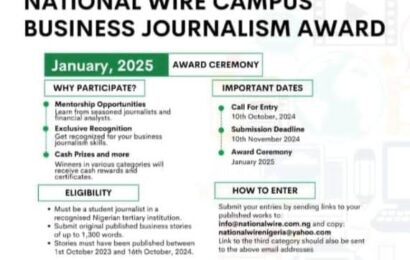 National Wire Launches Business Journalism Award for Nigerian Campus Journalists