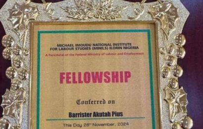 Shippers’ Council Boss Bags National Labour Institute Fellowship