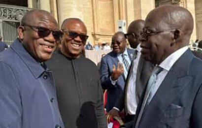 Tinubu Meets Peter Obi, Fayemi At The Vatican